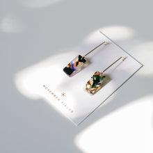 Load image into Gallery viewer, Ada - Gold and Rectangular Resin Dangle Earrings

