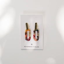 Load image into Gallery viewer, Billie - Multi-Colored Oval Resin w/ Gold Plated Bar Studs Earrings
