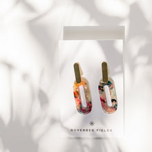 Load image into Gallery viewer, Billie - Multi-Colored Oval Resin w/ Gold Plated Bar Studs Earrings
