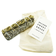 Load image into Gallery viewer, Sweetgrass and White Sage 4 inch Bundle
