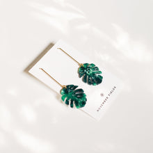 Load image into Gallery viewer, Flora - Monstera Dangle Earrings
