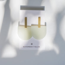 Load image into Gallery viewer, Iris - Frosted Green Resin w/Matte Gold Bar Studs Earrings
