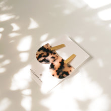 Load image into Gallery viewer, Iris Tortoise Acetate w/Matte Gold Bar Studs Earrings
