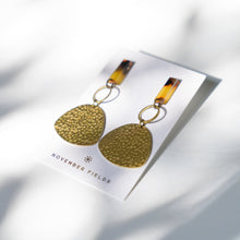 Load image into Gallery viewer, Jemma - Brass and Dark Tortoise Resin Earrings
