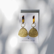 Load image into Gallery viewer, Jemma - Brass and Dark Tortoise Resin Earrings
