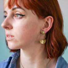 Load image into Gallery viewer, Fran Raw Brass Fan Dangle Earrings
