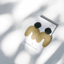 Load image into Gallery viewer, Naomi Modern Brass Earrings with Textured Matte Black Studs
