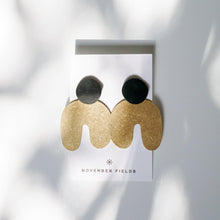 Load image into Gallery viewer, Naomi Modern Brass Earrings with Textured Matte Black Studs
