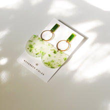 Load image into Gallery viewer, Peyton - Matte Green Glitter Acetate w/Green Studs Earrings
