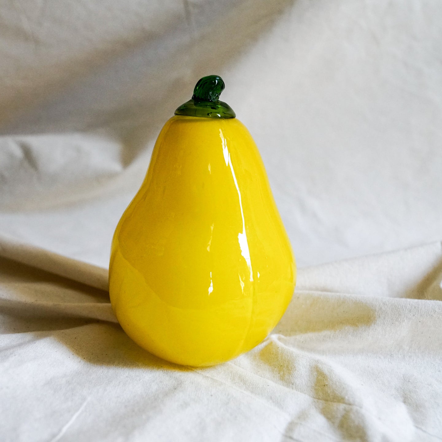 Vintage Glass Fruit Decor - Large Yellow Pear
