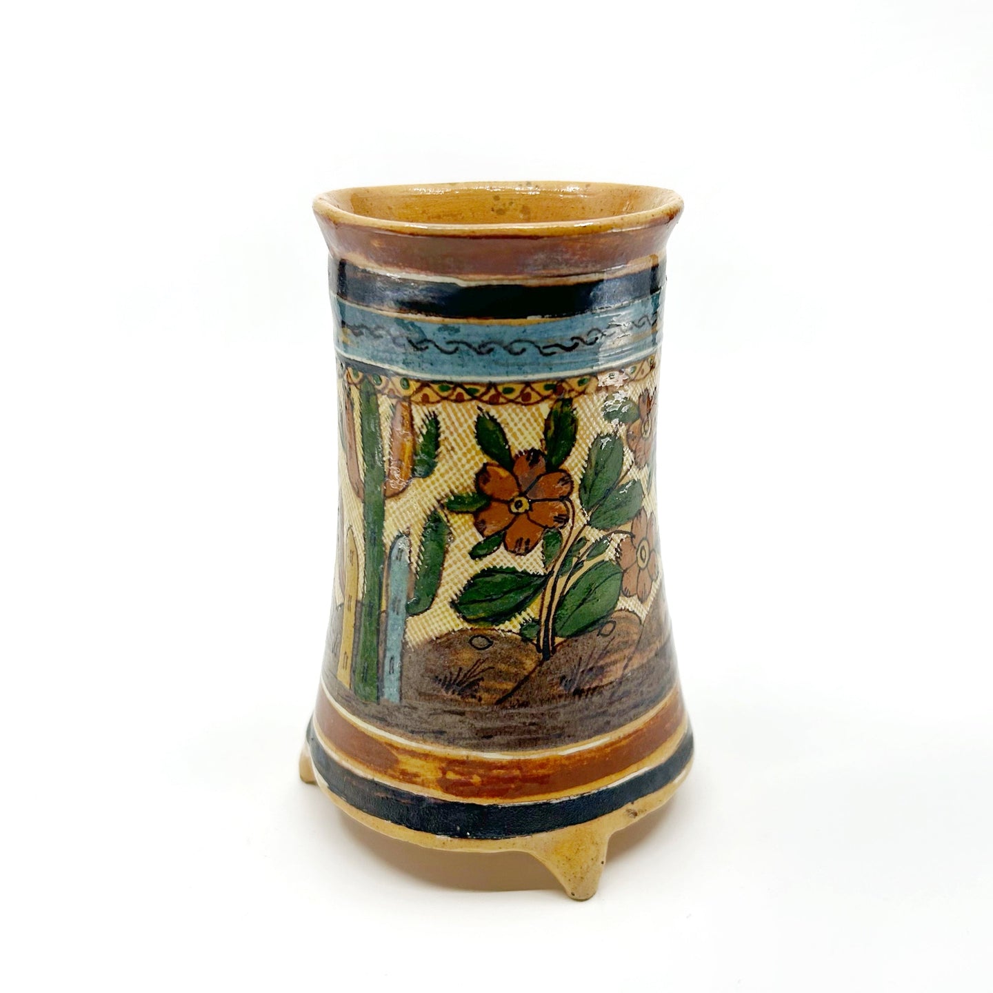 Vintage Mexican Ceramic Desert Scene Vase - Rare Find